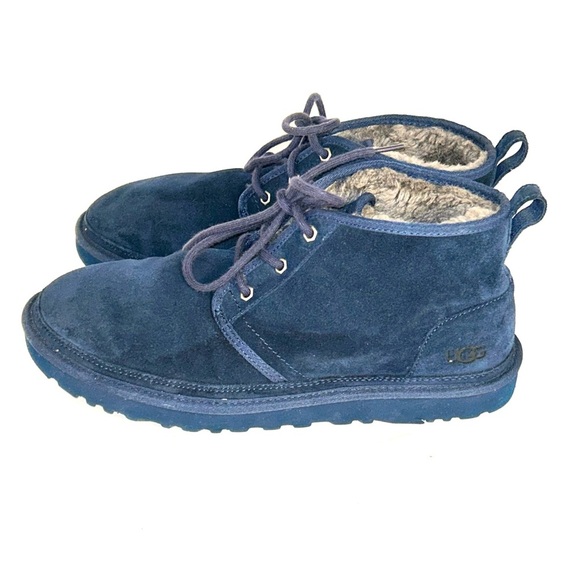 UGG Neumel Shearling Winter Chukka Boots Mens Size 12 Blue Style 3236 - Picture 3 of 12